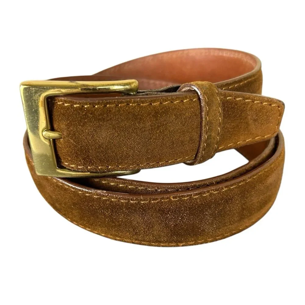 ZELLI ITALY Genuine Suede Belt Men’s 42 Brown Handmade Luxury